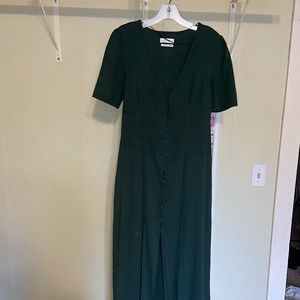 Green linen maxi dress